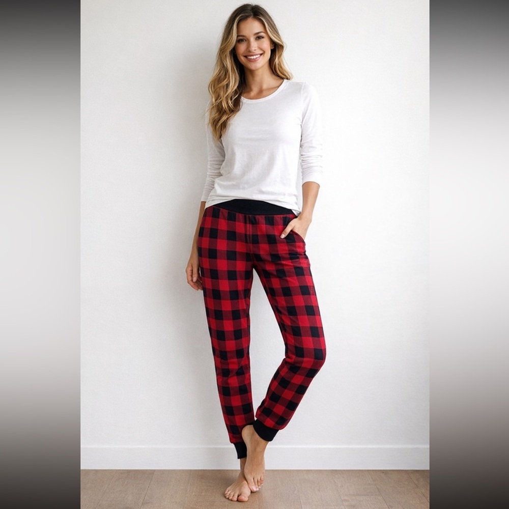 J.Crew Women’s Buffalo Plaid Pajama Pants Size Medium Red Black Holiday